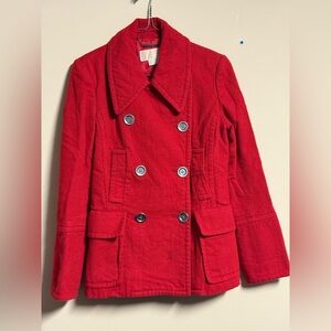 🇨🇦🇨🇦🇨🇦 Michael Kors Red Wool Double Breasted Pea Coat
Size Small